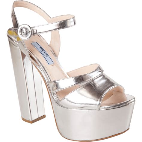 prada silver platform sandals.